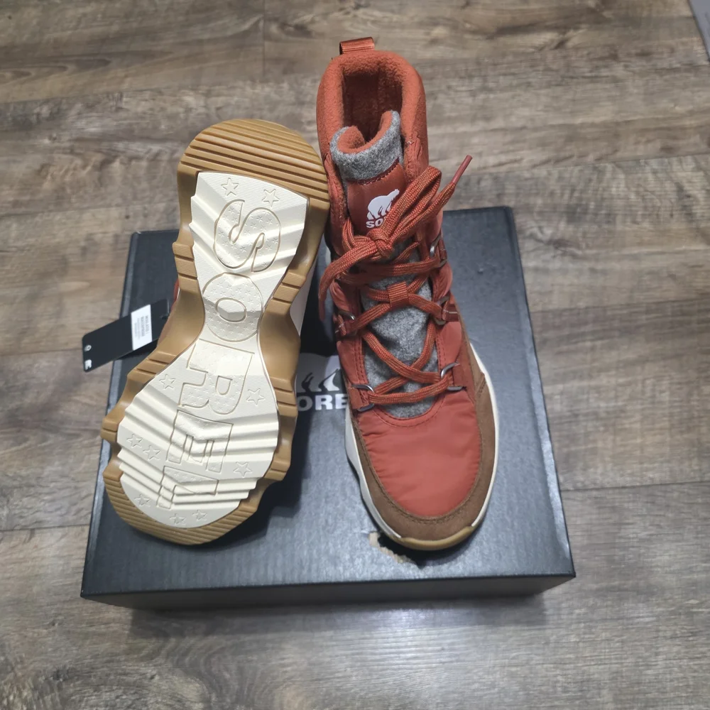 Sorel Kinectic Impact WP Red and Brown Winter Boots Women 8